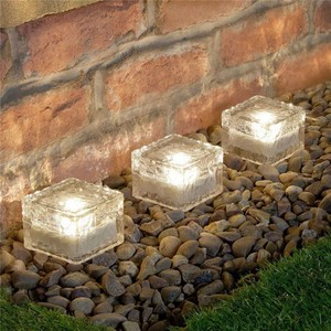Frosted Glass Brick Garden Light Waterproof Solar Ice Cube Rock Light for Outdoor Path Light