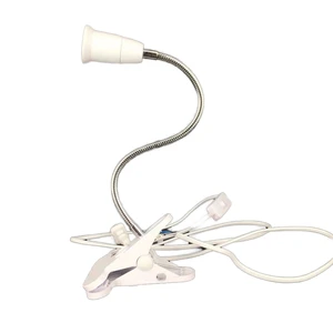 Direct Recharge EU Plug Flexible Clip-on LED Light Socket with Switch E27 Lamp Holder Plastic Book Reading Night Lamp