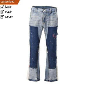 Custom Flared Denim Bell Bottom Vintage Plus Size Men's Jeans Wholesale Streetwear Hip Hop Casual Patchwork Denim Jeans Hombre