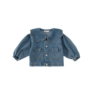 Girls' Jean Jacket Spring And Autumn Children's Lace Collar Denim Cardigan