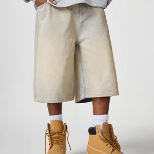 Men's Quick-Dry Casual Style Short Jeans Customizable Drop Crotch Anti-Wrinkle Breathable Fabric Solid Fashionable Hot Shorts
