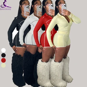 Yoga Fabric Sport Multi Color Stretch Two Pieces Short Set With Long Sleeve Cardigan Crop Top