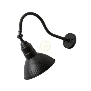 Outdoor Gooseneck Light with Hammered Shade E26 Waterproof Exterior IP65 RLM Lighting Fixture with PAR36 Lamp