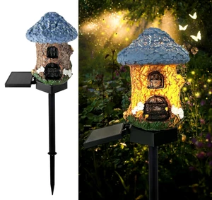 Resin Cottage Fairy House Light Cartoon Mushroom House Lamp LED Garden Light for Outdoor Decorative