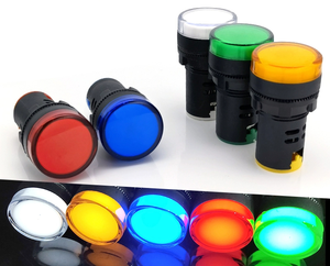 AD16-22 Panel Mount Indicator Light 22mm LED AC DC Equipment Signal Pilot Lamp Made of Plastic