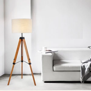 Nordic Vertical Floor Lamp Fabric Shade Floor Lamp Energy Saving Tripod LED Floor Lamp