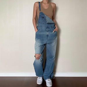 Custom Casual High-Waisted Light Wash Knitted Denim Dungarees Women's Work Overalls 480g Solid Pattern Spring