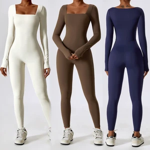 Custom Design One Piece Long Sleeve Yoga Unitard Jumpsuit for Gymnastics Dance, Premium Sportswear Athletic Rompers with Bra