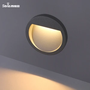 Savia Aluminum Led Outdoor Brick Wall Lamps 3W IP44 Waterproof Round Recessed Step Corner Lamp for Garden/staircase/courtyard