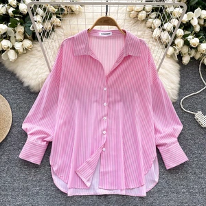Full Sleeve Turn-down Collar Casual Blouses Women Striped Shirts Ladies Casual Tops Clothes Women Wholesale