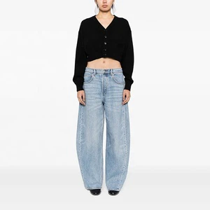 Women's Summer Harem Jeans Mid Rise Loose Fit 100% Cotton Eco-Friendly Breathable Casual Streetwear Vintage Sand Wash Denim