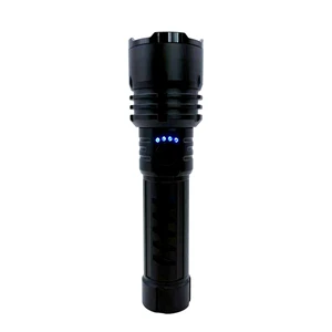 Zoomable LED Flashlight with Power Indicator, USB Rechargeable, Waterproof Tactical Torch for Outdoor Camping, Hiking Use