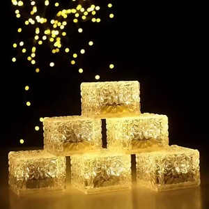Small Square Solar Ice Brick Underground Lamp Cube LED IP65 Waterproof Button Control Lighting Garden Outdoor Courtyard
