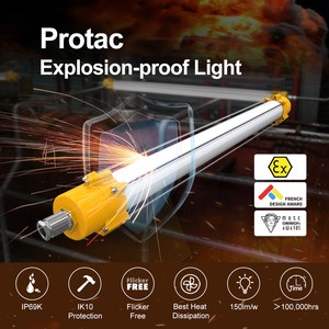 LED Tubular Explosion Proof Light - ATEX/CE/RoHS, IP66/IP69K IK10, 36W 150lm/W Zone 1&2