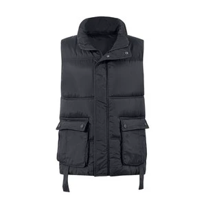 Basic Big Pocket Vest, Stand Collar Button Design, Women's Essential Layering Piece