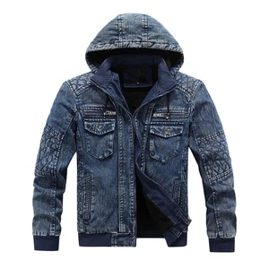 High Quality Low MOQ Denim Customizable Men's Winter Vintage Slim Jean Jacket with Cotton Filling
