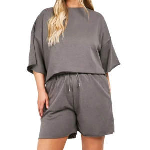 Hot Selling Summer Plus Size Women's Shorts Set Casual Solid Color Shorts T-shirt Shirts Set Sports Running 2-piece Women's Sets