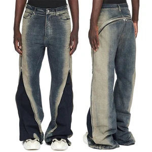 Wholesale High Quality Men's Pants Denim Straight Jeans Pure Color Wide Leg Casual Long Pants Spring Autumn Custom Made fashion