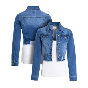 High premium Women Stylish Jean Jacket Casual Wear OEM Wholesale High Quality Ladies Cotton Jeans Jacket Custom Denim Jacket