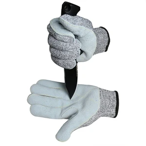 13G Cut Proof Safety Gloves Cut Resistant HPPE Anti-cut Working Hand Gloves Level 5 Cow Split Leather Welding Gloves