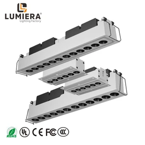 Modern LED Grille Light with Guide Rail Strip 220V Aluminum Body Embedded Install Style for Home Office AR111 Dimmable