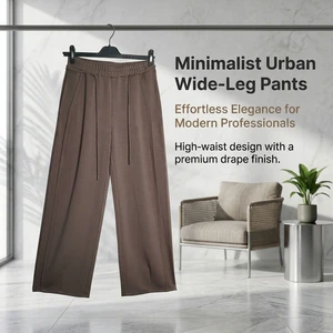 High Waist Soft Touch Wide Leg Trousers Women Casual Loose Fit Lounge Pants Skin Friendly Fabric All Day Comfort Bottoms