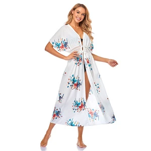 Beach Cover up Kaftans Sarong Maxi Bathing Suit Cover Ups Beach Pareos Swimsuit Cover Swim Wear Beach Tunic Print up Women