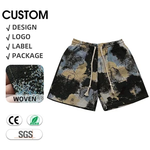 Vintage Graphic Tapestry Shorts Men Cotton Polyester Woven Fabric Jacquard Streetwear Holiday Beach Shorts