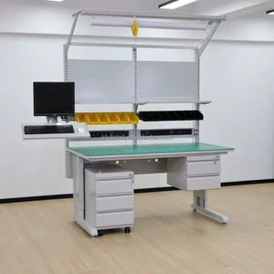 Anti Static Workbench Designed For For Cleanroom Industrial Applications With LED Light Power Rail and Tool Storage
