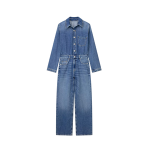 High Quality Long Sleeve High Waist Vintage Summer Breathable Women's Solid Denim Jeans Overalls One Piece Workout Formal Casual