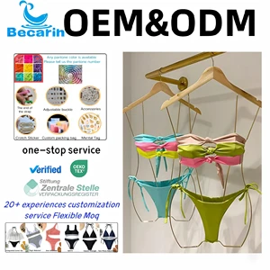 Custom Made Design Women Swimwear Vivid Bandeau Cheeky Bikinis OEM Brazilian Beachwear Custom Swimsuit Oem