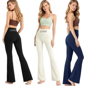 Loose Flared Yoga Pants for Women, High-Waisted Hip-Lifting Tummy Control Fitness Pants, Custom Matte Running Pilates Yoga Pants