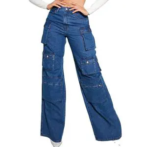 Casual High Waist Classic Women's Trousers Straight Denim Jean Breathable Pants High-Waist Cargo Custom Size Pants Jeans