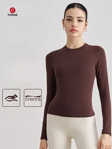 Autumn Crew Neck Fitness Yoga Top - Slim-Fitting, Figure-Flattering Base Layer Sports Long-Sleeve with Skin-Like Feel