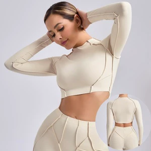 Custom Plus Size Women Sports Wear Breathable Eco-Friendly Soft Fashion Fitness Skinny Cropped Top Solid Color Stretch Front