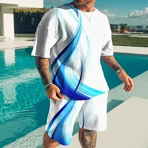 Breathable Summer Outfit 2 Piece Set Tracksuit Casual Short Sleeve T-Shirt and Sport Drawstring Outfit Sets