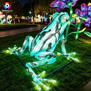Outdoor Waterproof Silk Frog Lantern Animal Light Sculpture For Festival Garden Decoration