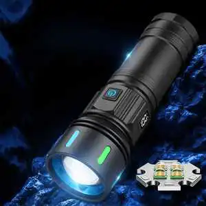 Super Bright Camping Outdoor High Lumen Power Long Range White Laser Rechargeable Torch Light Led Tactical Flashlights
