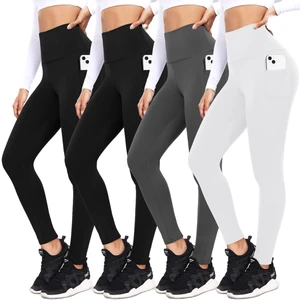 Womens High-Waisted Fleece Lined Spandex/Nylon Leggings Winter Thermal Underwear Butt Lifting Yoga Compression Elastic Waist
