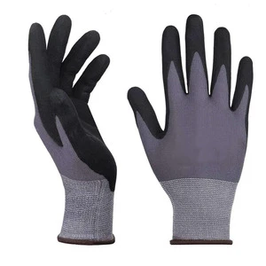 General Industrial/Mechanical Safety Gloves Nitrile Coated Palm Gray Fabric Wrist Knit Cuffs Anti-Vibration Latex-Free