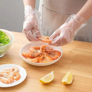 Disposable Safety Gloves PE Food Grade Catering Thickened Transparent Film Kitchen Household Boxed Pull-Out Type