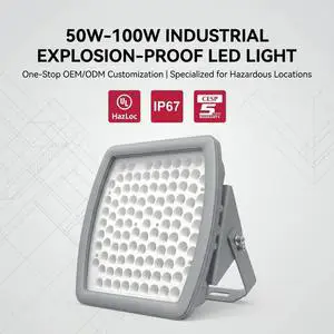GREENER High Efficacy 140lm/W 50W 100W Explosion Proof LED Light for HazLoc IP68 Waterproof Industrial Lighting Hazardous Areas