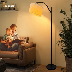 Modern LED Floor Lamp For Home Use Steel Body E27 Base Fabric Shade Collapsible Floor Standing Lamp European Living Room Hotel