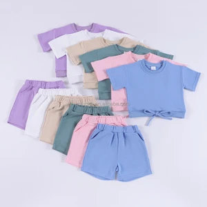 New Organic Cotton Short Sleeve Top And Pants Baby Girls Suit Boys Summer Clothes Set