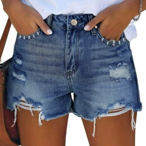 Online Sale Women's Breathable Quick Dry Comfortable Denim Shorts Elastic Waist Cotton Booty Jeans Sporty Style Customizable for