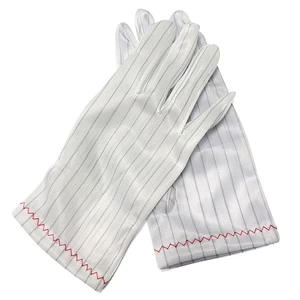 Allesd White Esd Lint Free Gloves Conductive Stripe Anti Static Safety Gloves for Cleanroom Use