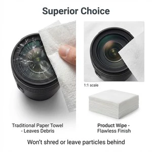 Suorec Disposable 50% Cellulose 50% Polyester Composite Non-Woven Lint-Free White 25cmx25cm Non-Sterile Cleanroom Wipes for