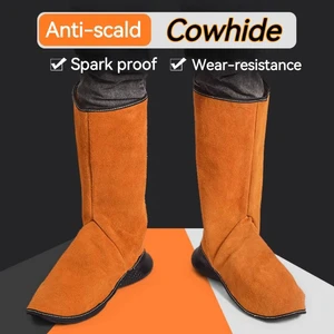 Men Protective Feet Fireproof Leg Guard Anti-scalding Shoe Covers High Temperature Resistant Foot Covers Self-adhesive Fastener