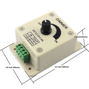 8A Single Color Knob Dimmer LED Dimmer 12V 24V 8AKnob LED Dimmer Rotary Dimming Wall Switch on OFF Single Color LED Strip Light