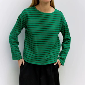 OEM Plus Size Women's Striped Crew Neck Long Sleeve T-Shirt Drop Shoulder Oversized Cropped Casual Knit Pullover Top